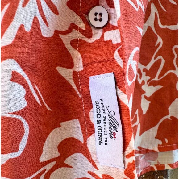 Rodd & Gunn Floral Cotton Shirt L Orange White - Picture 3 of 9